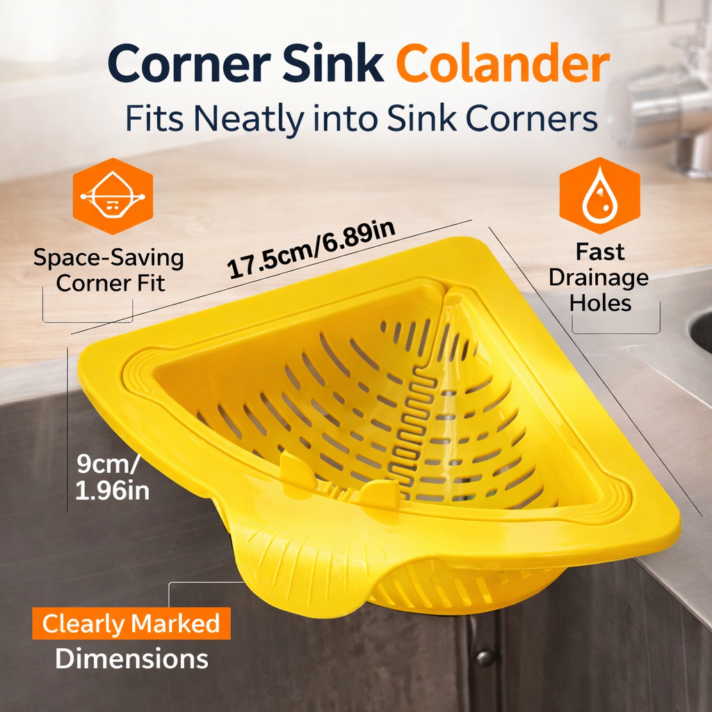 Corner Sink Colander with Magnetic Suction