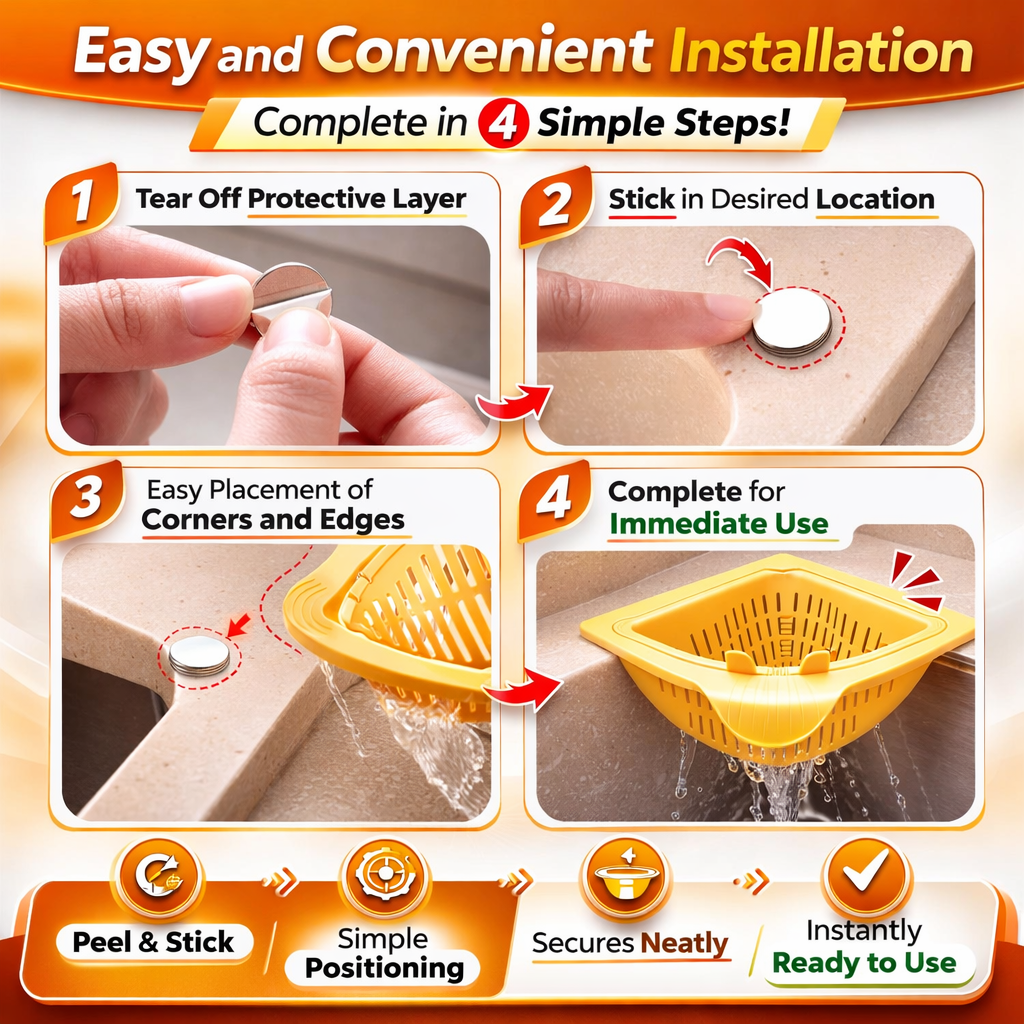 Corner Sink Colander with Magnetic Suction