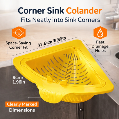 Corner Sink Colander with Magnetic Suction