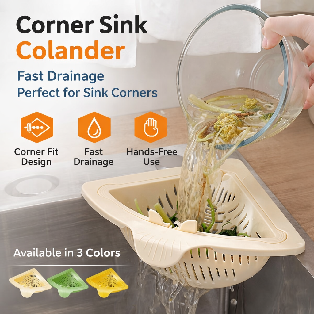 Corner Sink Colander with Magnetic Suction